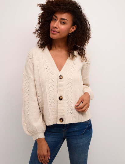 Cream Crholiday Knit Cardigan - Cream - L/XL