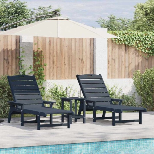 Solsenger 2 stk Marineblå 162x53x98.5 cm HDPE