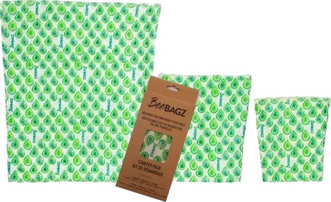 BEEBAGZ Matposer av bivokspapir, Grønn 3pk (liten, medium, stor)
