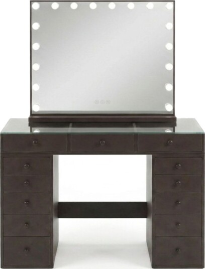 Glow Sminkebord 120 cm med Glow sminkespeil 80 cm Brun Glow Sminkebord 120 cm med Glow sminkespeil 80 cm Brun