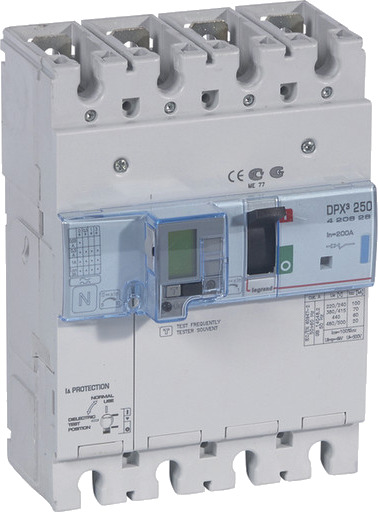 Legrand DPX3 250 Termisk Sikring + Jordfeil 4P 200A 70kA