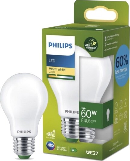 Philips Ultra Efficient E27 LED-pære 840 lm Philips Ultra Efficient E27 LED-pære 840 lm