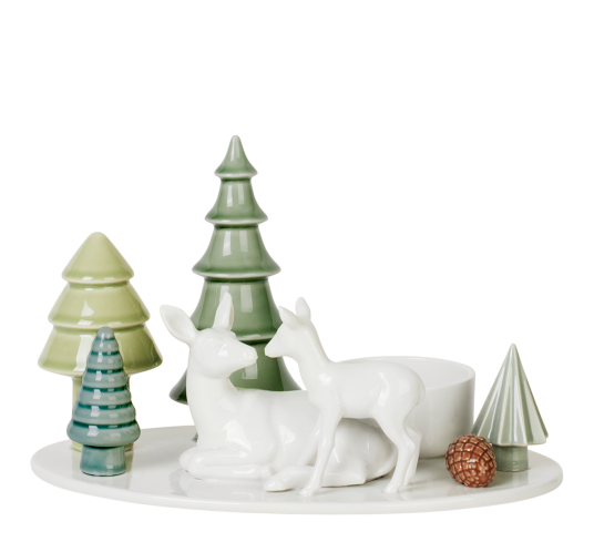 Dottir Winter Stories Lysestake Hjort med Kalv Hvit 14,3 cm Dottir Winter Stories Lysestake Hjort med Kalv Hvit 14,3 cm