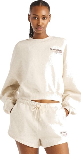 New Balance Trackside Fleece Crew   Cream   S
