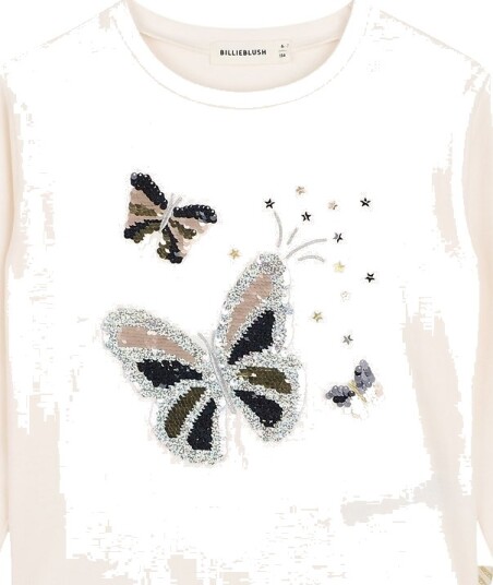 Billieblush T skjorte Ivory m. Sommerfugler Billieblush 12 år (152) T skjorte Beige Gull Hvit Sølv