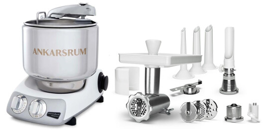 Ankarsrum AKM 6230 kjøkkenmaskin Mineral White + komplett Kjøttkvern Ankarsrum AKM 6230 kjøkkenmaskin Mineral White + komplett Kjøttkvern