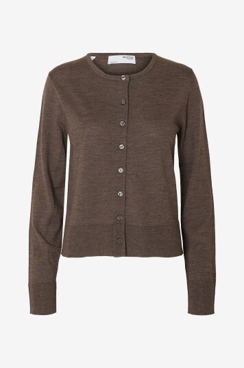 Selected FEMME - Kofte slfThea LS Knit Merino - Brun Selected FEMME - Kofte slfThea LS Knit Merino - Brun