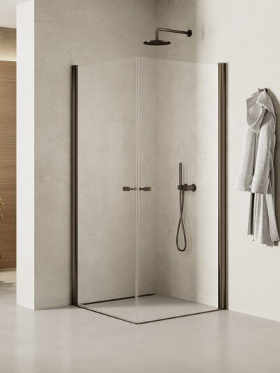 NEW SOLEO Dusjhjørne | Svingbare doble dører | Børstet Gunmetal