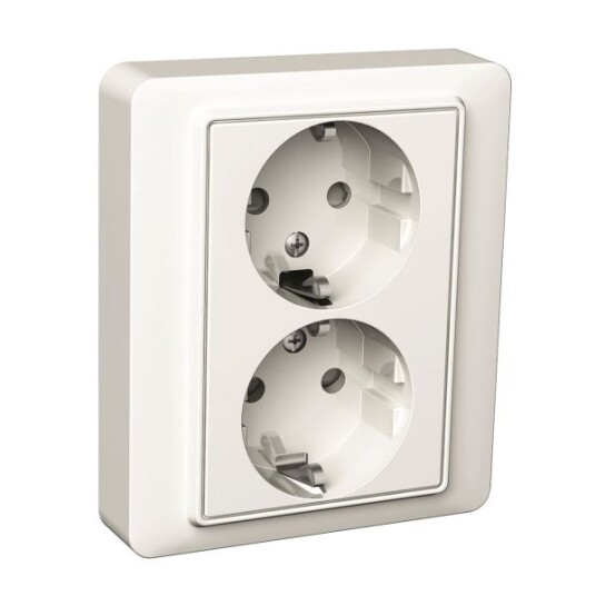 Schneider Electric Exxact Basic Stikkontakt 2-veis, heldeksel