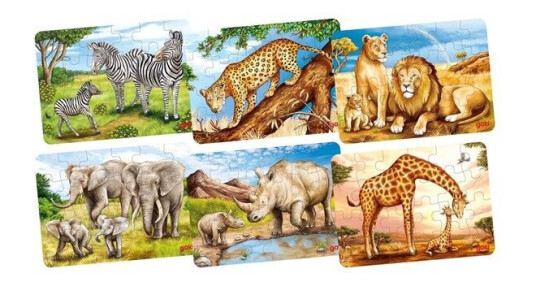 Goki Wooden Mini Puzzle Wild Animals Gulv