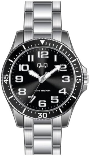 Q&Q Herreklokke QB64J225Y Classic Sort/Stål Ø45 mm Q&Q Herreklokke QB64J225Y Classic Sort/Stål Ø45 mm