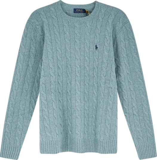 Polo Ralph Lauren Cable Knit Wool Cashmere Sweater Blue M Polo Ralph Lauren Cable Knit Wool Cashmere Sweater Blue M