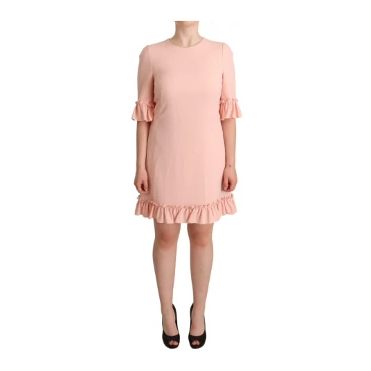 Dolce & Gabbana Pink Ruffled Sleeves Viscose Sheath Dress Rosa M Dolce & Gabbana Pink Ruffled Sleeves Viscose Sheath Dress Rosa M