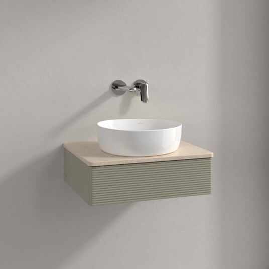 Villeroy & Boch Antao Servantskap med 1 skuff 60x50x19 cm m/lys Steingrå/Crème