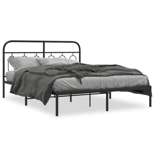  Sengeramme i metall med sengegavl svart 140x200 cm 8721102645884