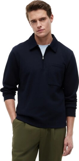 Tommy Hilfiger Essential Terry Pocket 1/4 Zip   Navy   XS