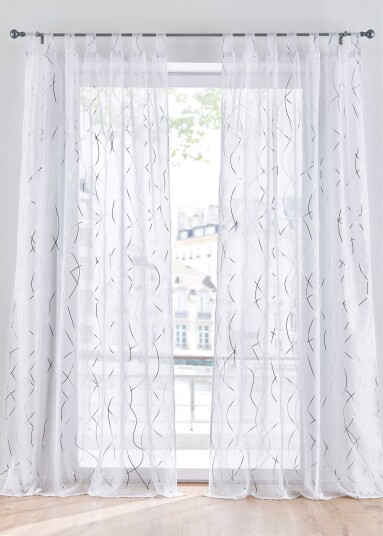 bonprix Gardin med glanset print (1-pack) 2 (H/B: 175x135 cm),3 (H/B: 225x135 cm),4 (H/B: 245x135 cm),1 (H/B: 145x135 cm) hvit