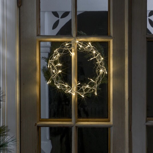 Konstsmide Julekrans 30 cm varmhvit LED - Sølv