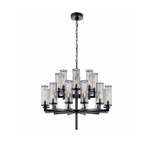 Liaison Double Tier Chandelier Bronze/Crackle Glass
