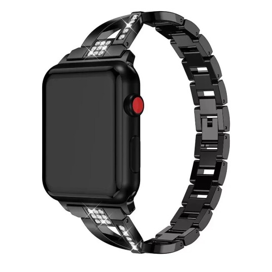 INCOVER Apple Watch (38/40/SE/41mm) Stål Rem m. Rhinstenen - Svart