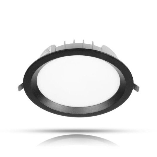 Downlight AGGE Round Flood Antiglare Black IP44 / CCT / Dimbar 30W / 165 mm