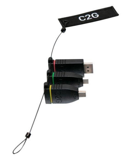 C2G Universal Adapter Ring with Color Coded Connectors - video/lyd-adaptersett - DisplayPort / HDMI / USB
