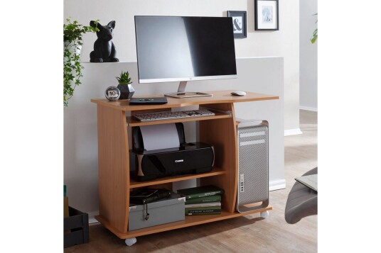 Skrivebord Wohnling for laptop eller datamaskin med hjul uttrekkbart tastatur moderne stil Bøk Bøk Skrivebord Wohnling for laptop eller datamaskin med hjul uttrekkbart tastatur moderne stil Bøk Bøk
