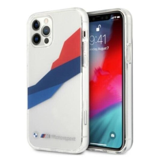 BMW Motorsport Tricolor Gjennomsiktig Mobildeksel til iPhone 12 Pro Max