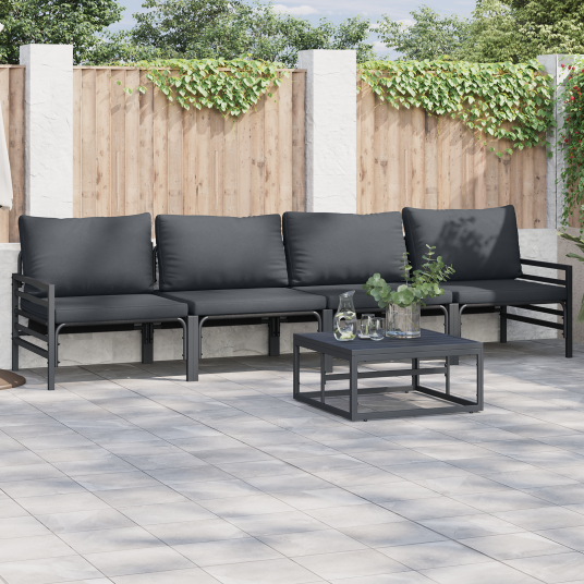 vidaXL Hagesofa Set 4 stk. Svart Stål