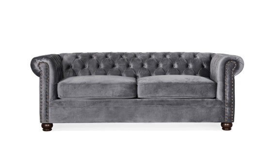 Soffadirekt WINDSOR Chesterfield Sovesofa Fløyel Grå