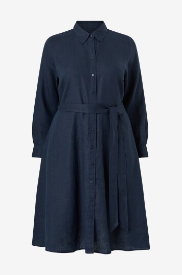 Lauren Ralph Lauren Curve Kjole i lin Soft Drapey Linen Wvn Dresses Blå