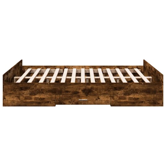 Sengeramme med skuffer røkt eik 160x200 cm konstruert tre 8721102619366