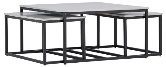 Venture Design Solna salongbord Steinlook 80 x 80 cm & 2 stk 73 x 38 cm Grå