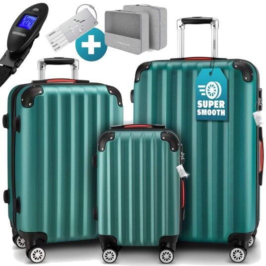 B2X Bagasjesett 3-delt grønt ABS- med 360 hjul