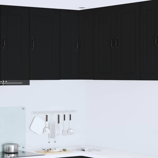 Kjøkkenskap med hylle Svart 57 x 57 x 80 cm Konstruert tre Kjøkkenskap med hylle Svart 57 x 57 x 80 cm Konstruert tre