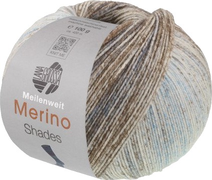 Lana Grossa Meilenweit 100 Merino Extrafine Shades Garn 7234 Lys Mørkegrå Gråbrun