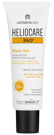 Heliocare 360° Vann Gel SPF 50+ 50 ml - Vannavstøtende Solkrem for Ansikt og Kropp