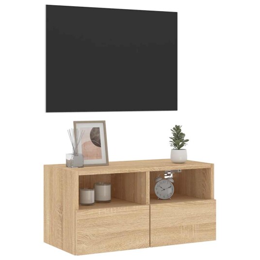 vidaXL Vegghengt TV-benk sonoma eik 60x30x30 cm konstruert tre 8721012254428 vidaXL Vegghengt TV-benk sonoma eik 60x30x30 cm konstruert tre 8721012254428