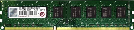 Transcend 8GB DDR3-1600 CL11 DIMM 240-pin Non-ECC TS8L30KO30LNS1