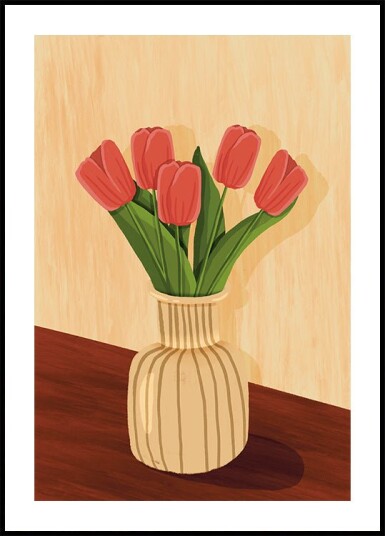 Pink Tulips in Vase Plakat Plakat / 40x50cm