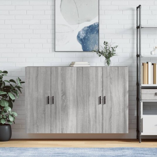 Veggskap 2 stk grå sonoma 69,5x34x90 cm 8720845408909 Veggskap 2 stk grå sonoma 69,5x34x90 cm 8720845408909