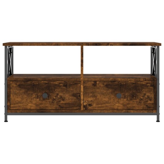  TV benk røkt eik 90x33x45 cm konstruert tre og jern