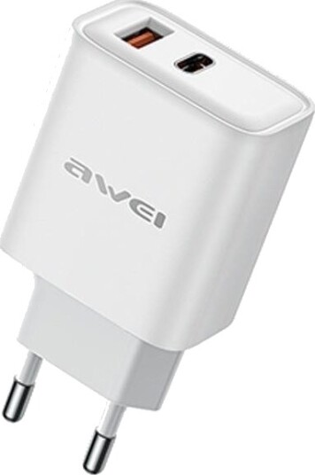 Vegg Lader Awei Pd81 22,5W Gan 1Xusb + 1Xusb C / Uten Kabel Hvit