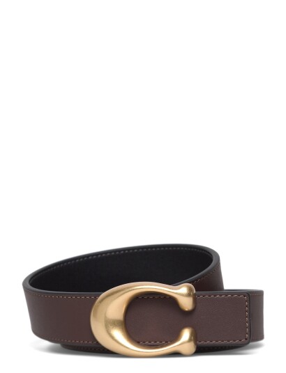 Coach 25Mm Glovetan Leather Sculpted C Reversible Belt   Brown   L