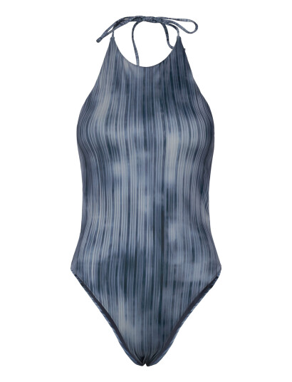 Weekday Tie Printed Halter Neck Swimsuit - Blue - XS