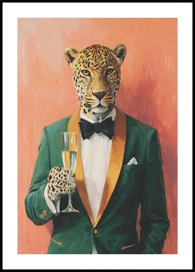 Leopard In Green Tuxedo Plakat Plakat / 40x50cm Leopard In Green Tuxedo Plakat Plakat / 40x50cm