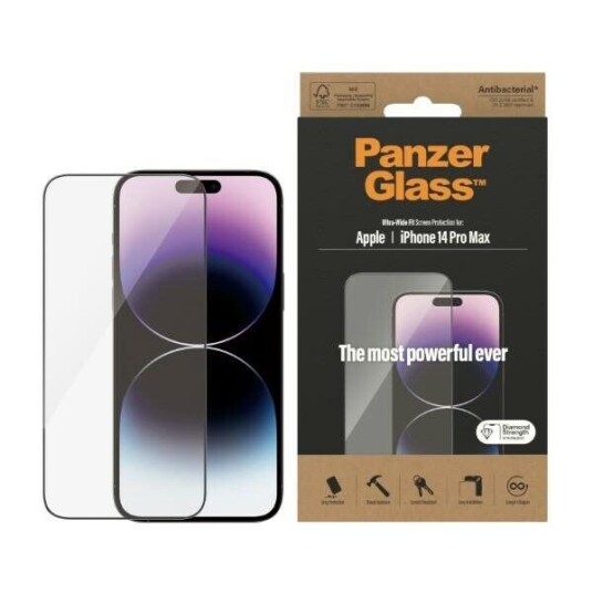 PanzerGlass AntiBakteriell Ultra-Wide Fit Skjermbeskytter for iPhone 14 Pro Max - Gjennomsiktig