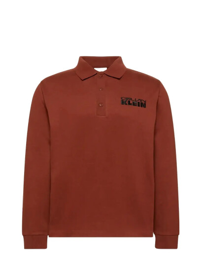 Calvin Klein Jeans Ls Sueded Heavy Jersey Polo   Brown   XXL