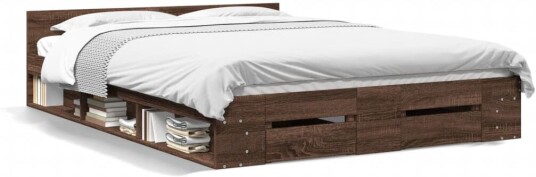Sengeramme med skuffer brun eik 140x200 cm konstruert tre 8721102624070