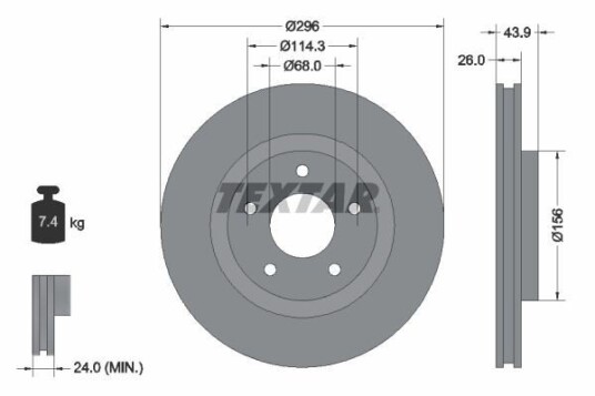 Bremseskive TEXTAR 92167405 Bremseskive TEXTAR 92167405